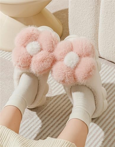 Women's Funny Plush Flower Slippers - Warm Anti Slip Winter Soft Cotton Slippers4