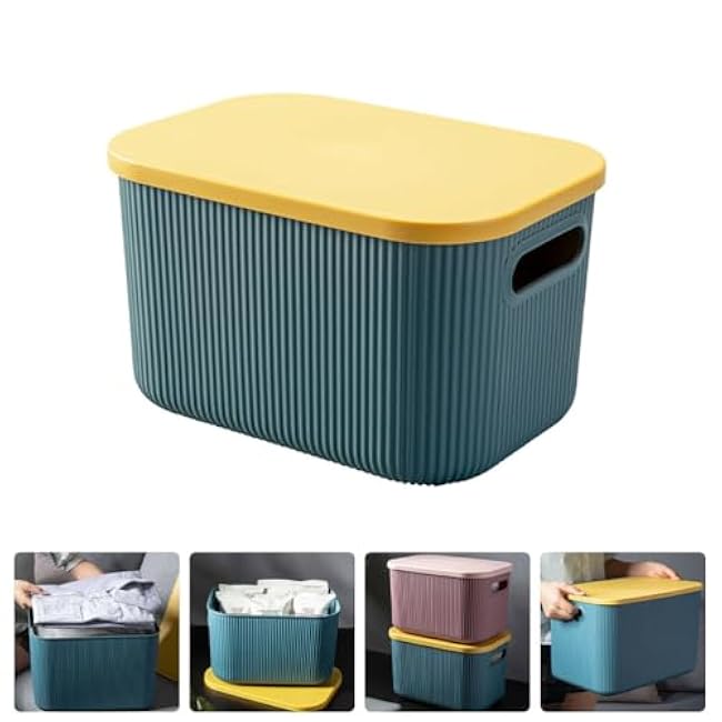 Zerodeko 1Pc Plastic Storage Bins with Lid Stackable Storage Containers for Organizing Storage Baskets for Shelves Kitchen Bathroom Playroom Classroom