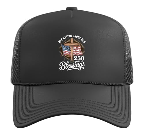 One Nation Under God 250 Years Blessings USA 1776 2026 Trucker Hat miniatura 2