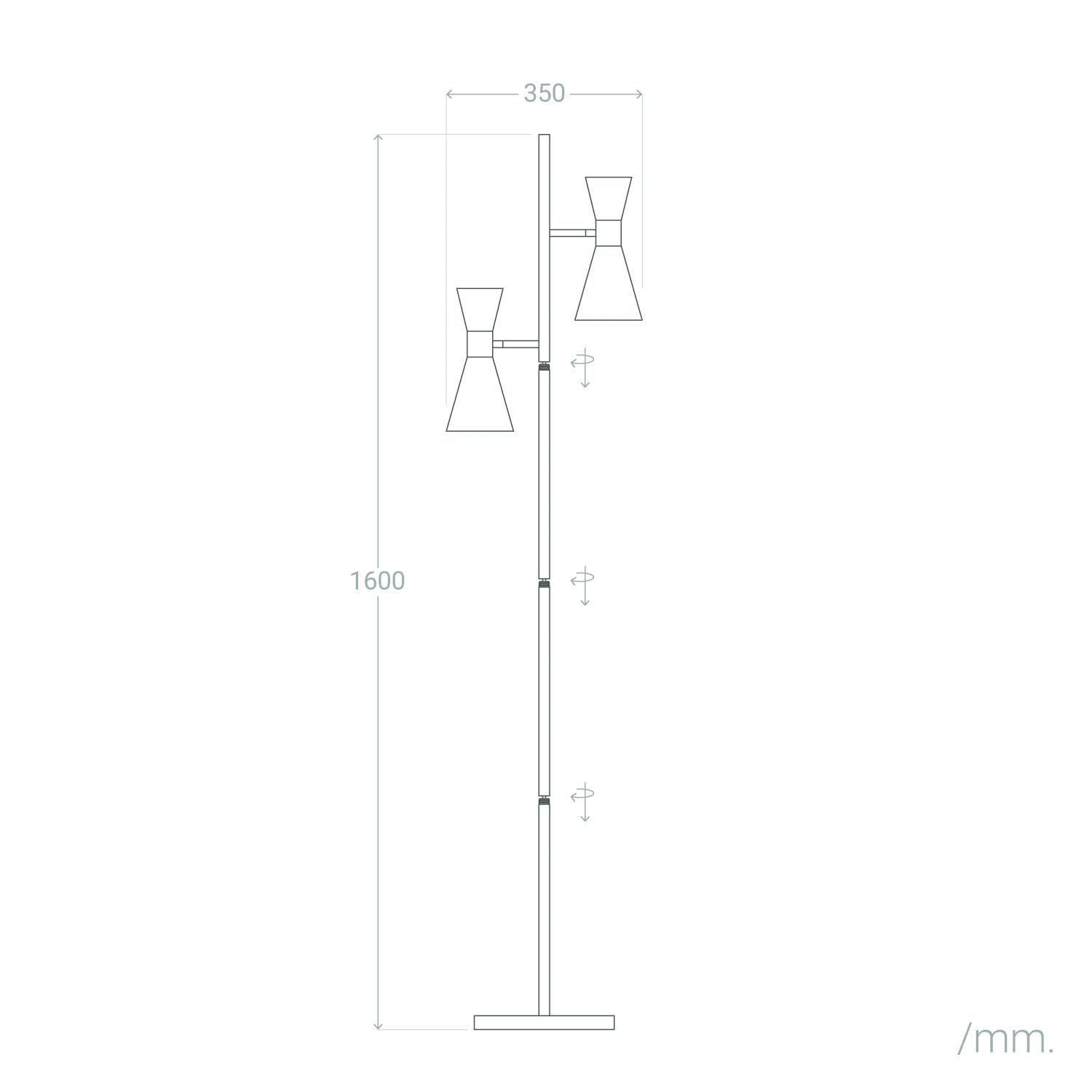 LEDKIA Lampada da Terra Metallo 2 Faretti Jigger Nero/Oro