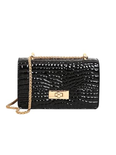 Verdusa Women's Crocodile Pattern Y2K Shoulder Bag PU Leather Mini Handbag Purse with Buckle