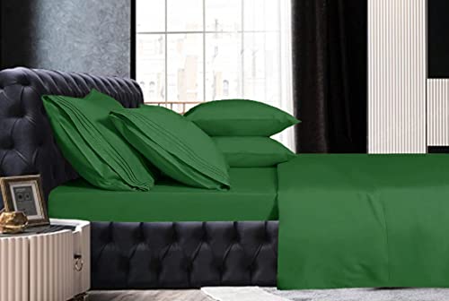 Image of Mocassi Bed Sheet Set - Luxury Hotel 1800 Premier Bedding Sheets & Pillowcases - Ultra Soft Breathable & Cooling Bed Sheets - Deep Pocket - Wrinkle Resistant - 4 Piece - Cali King, Hunter Green