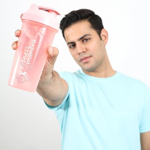 Image of Fitness Mantra 700ml Classic Shaker Bottle for Men & Women [Capacity 700 ml (Baby PInk, 700ml)