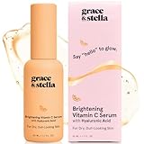 grace & stella Vitamin C Serum for Face (50ml /1.7 fl oz)- Brightening Vitamin C for Face with Hyaluronic Acid Serum To Reduce Dullness & Dark Spots - Vegan Skincare