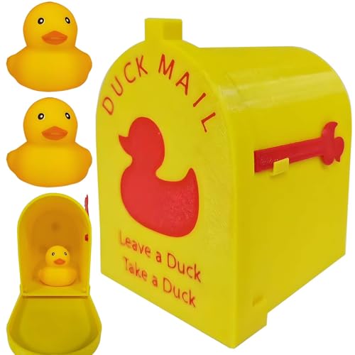 Cruising Duck Mini Mailbox Door Magnet with Movable Flag - 2 Yellow Duck, Home & Office Refrigerator Decor, Ship Door Gift (Yellow)