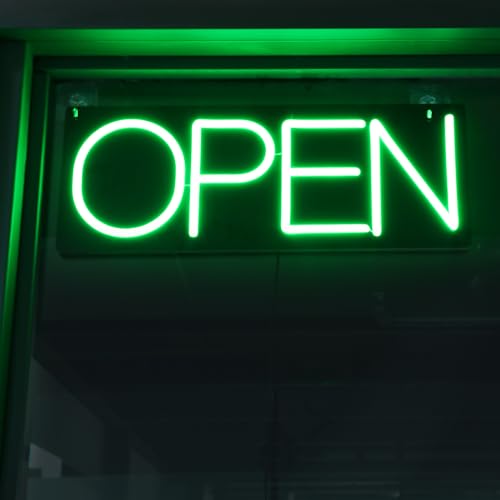 Image of 22 Inch Ultra Bright LED Neon Open Sign, Green, Modern, Attention-Grabbing, Business Signage