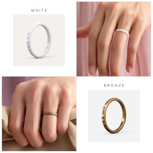 thunderfit thin and stackable silicone rings for women rubber wedding bands for women engagement diamond pattern 25mm wide 2mm thick - variety multipack 1-16