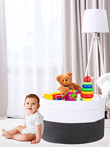 Hibsr Storage Basket XXXLarge Woven Laundry Hamper - 22\"x22\"x14\" Extra Large Nature Blanket Basket for Nursery Clothes Kids Toys Multifunctional Storage Bins With Handle