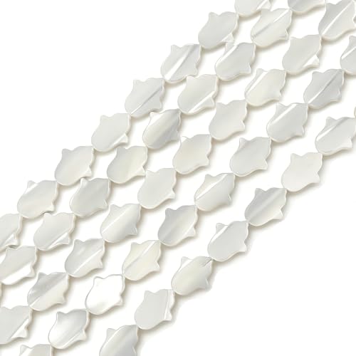 Image of HAAMIIQII Natural White Mother of Pearl Shell Beads 8x10mm Flower Shape Semi Precious Stone Loose Gemstone Beads for Jewelry Making Strand 15 Inch (37-39pcs)