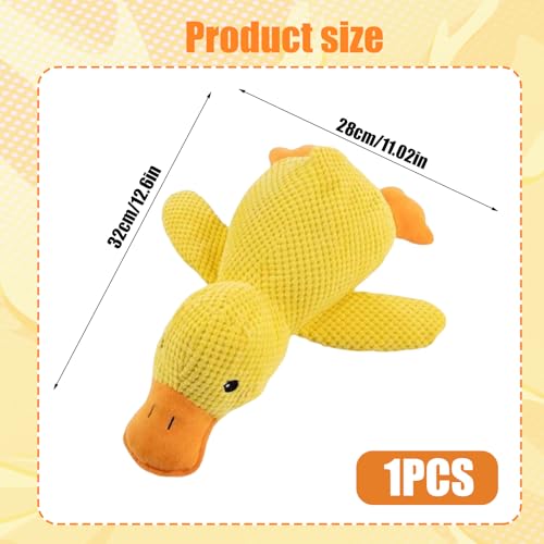Calming Duck Toy for Dog Squeaky Interactive Plush Toy Quack-Quack Chew Toy Soft Stuffed Calming Yellow Duck Toy for Anxious Dogs Pet Calming Pillow For Puppies Small Medium Dogs (Medium) - Image 3