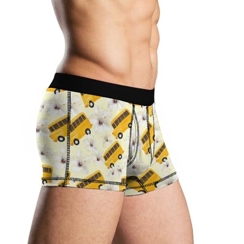 School Bus Hawaiian Men's Boxer Briefs Soft Underwear Breathable Trunks with Waistband4