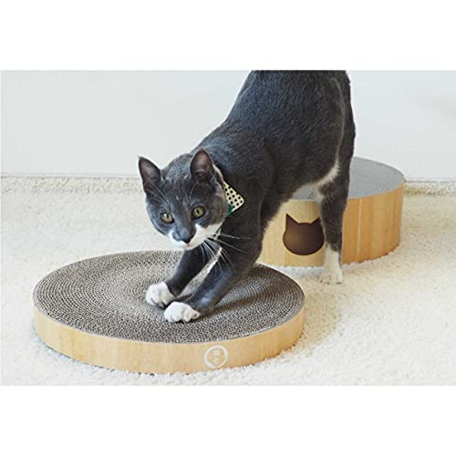 Image of Necoichi Cat Scratcher Bowl Replacement for Indoor Cats - Cat Scratching Lounger with Reversible Usability and Extra Comfort for Lounge, Cardboard Bed Couch / (XL, Oak)