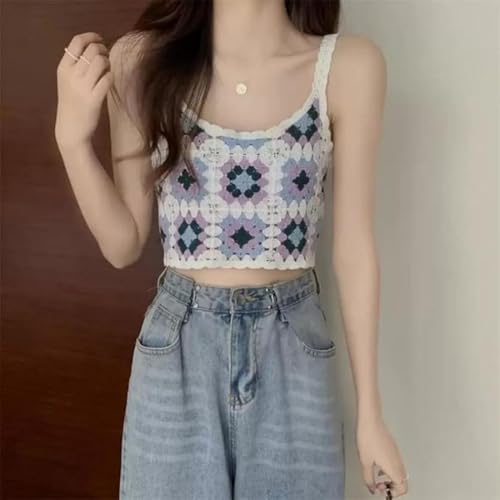 Image of NAIADES Women's Handmade Crochet Crop Top, Sleeveless Top for Women,Comfortable Fit