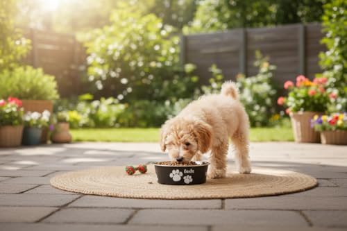 Hundenapf personalisiert aus Edelstahl S 450 ml Schwarz – rutschfest, leicht & hygienisch – Futter- & Wassernapf mit Namen für kleine Hunde & Katzen