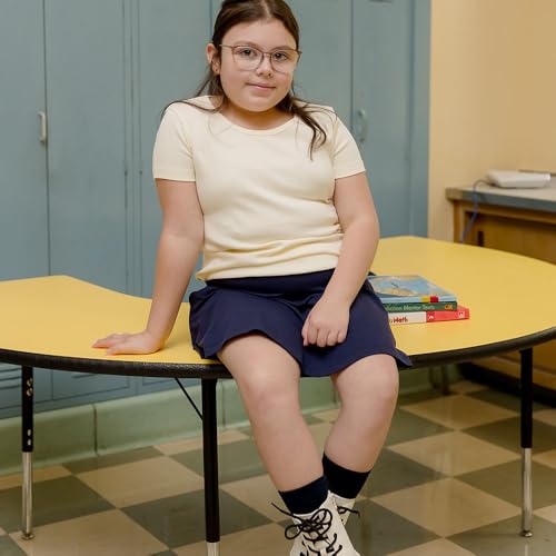 Mightly Girls' Rib Scooped Neck Short Sleeve T Shirts | 100% Organic Cotton, Colorful Casual Stylish Clothes2