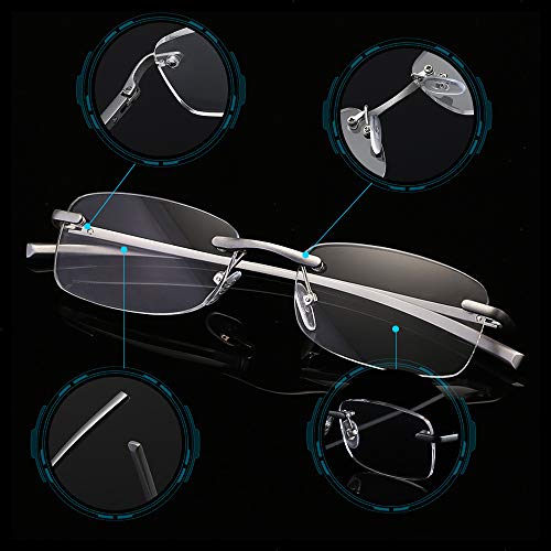 Luff Rimless Reading Glasses Ultra Light Metal Frame Readers For Men And Women With Spring Hinge(1.5X) #TOP3