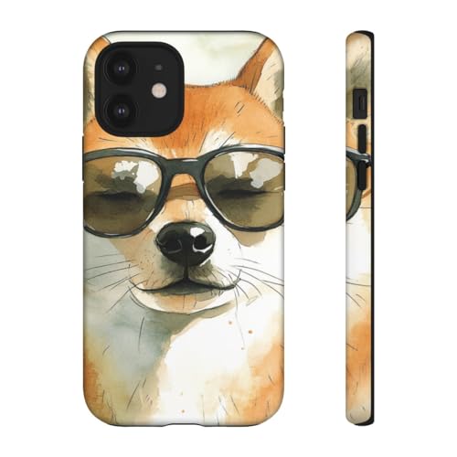 Coque iPhone 12 Shiba Inu rigide mate orange protection antichoc