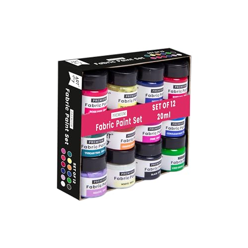 Image of Little Birdie Fabric Paint Set 12 colours X 20ml each | Paint for Fabric, Canvas, Paper, Wood, Furniture, DIY Craft, Home Decor | Multi Surface Paint