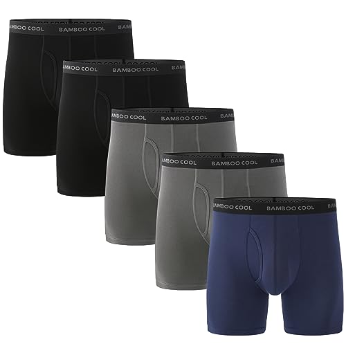 BAMBOO COOL Men's Underwear Boxer Briefs Pack Soft Breathable Long Underwear Boxer Briefs for Men