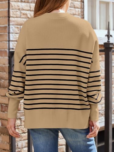 Image of LILLUSORY Women's Oversized Batwing Sweaters 2026 Fall Outfits Trendy Crewneck Knit Side Slit Fashion Pullover Tops
