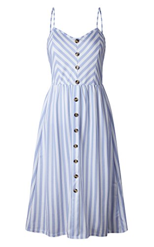 image for Angashion Women's Dresses-Summer Floral Bohemian Spaghetti Strap Butto