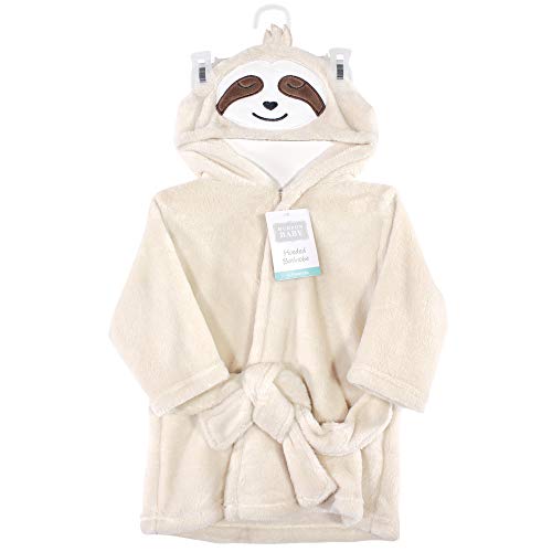 Image of Hudson Baby Unisex Baby Plush Animal Face Bathrobe, Sloth, 0-9 Months