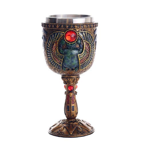 Pacific Giftware Ancient Egyptian Winged Scarab Ceremonial Chalice Cup 7oz Wine Goblet