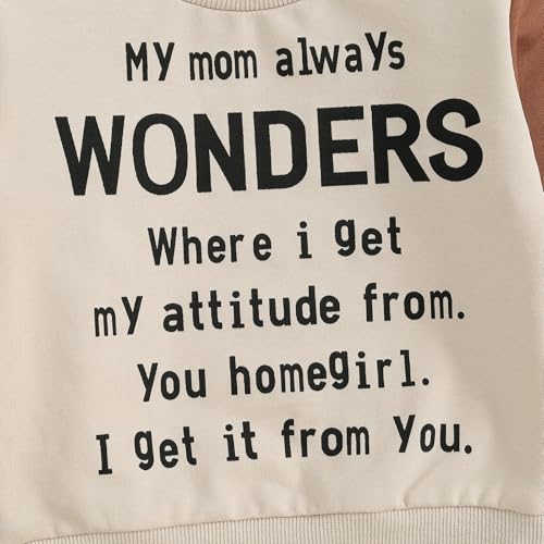 WZTYYDS Toddler Baby Boy Clothes Letter Print Long Sleeve Sweatshirt Tops Pants Sets Kids Fall Winter Contrast Outfit 6