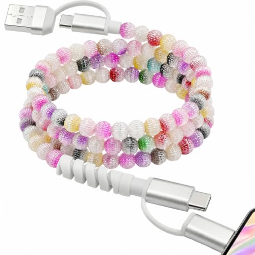 Image of 4-in-1 Beaded Charging Cable, MFi Certified, Works with CarPlay, 3.3FT 60W Fast Charger Cord for iPhone 17 /16 /15 /14 /13 /12 /11, iPad, Samsung, Android and More (Candy Sprinkles)