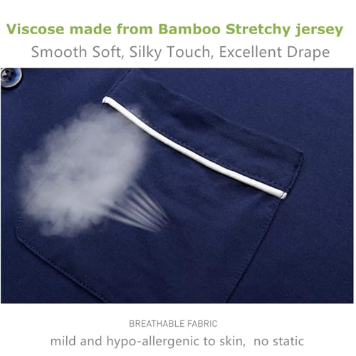 7 VEILS Men's Pajama Set Viscose Made from Bamboo Modal Sleepwear Button-Down Long Sleeve Pj Set3