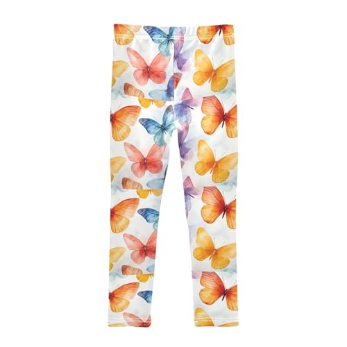 Boccsty Watercolor Colored Butterflies Girls Leggings Kids Yoga Pants Dance Active Tights 4T2