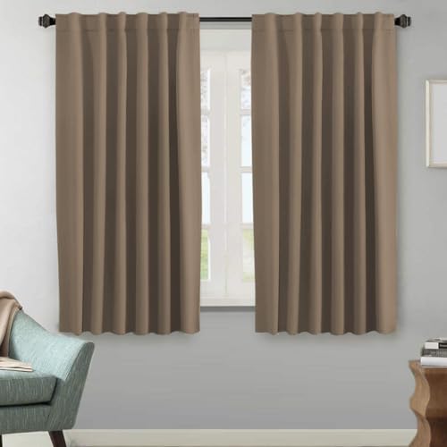 Image of H.VERSAILTEX Blackout Curtains Thermal Insulated Window Treatment Panels Room Darkening Blackout Drapes for Living Room Back Tab /Rod Pocket Bedroom Draperies (2 Panels, Macchiato, 52 x 63 Inch)