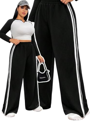 Image of dockstreet Straight Wide fit Long Length Trouser Style Drawstring Trackpant for Women /Trending Sporty Style, Relaxed Casual Pants for Women