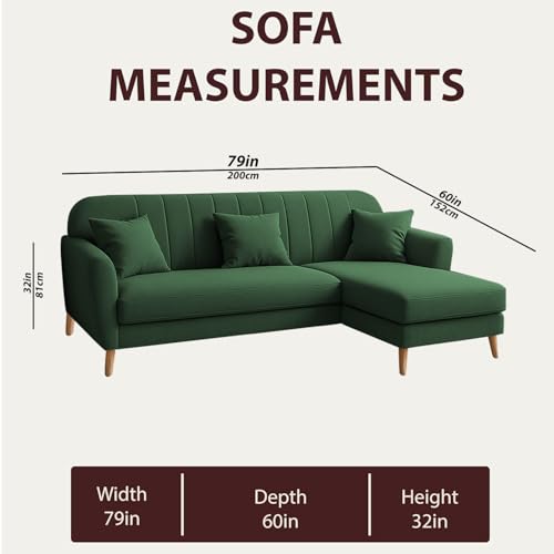Image of Atticus RHS 4 Seater L Shape Sofa Set for Living Room (Green Fabric) Premium Fabric Sofa Set