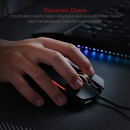 Redragon M721-Pro Lonewolf2 - Mouse da gioco, con illuminazione RGB, 10 pulsanti programmabili, 32.000 DPI regolabile, comoda impugnatura ergonomica per PC Gaming Mouse con pulsante di fuoco