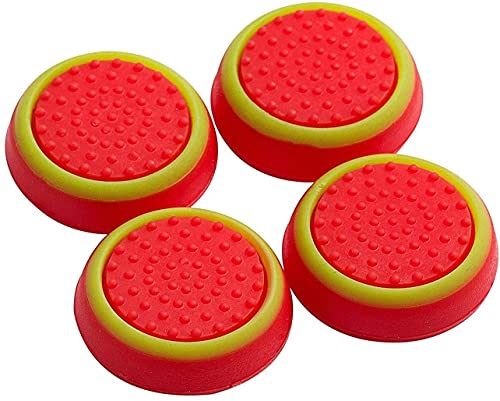 Image of 4PCS Silicone Thumb Stick Joystick Analog Grip Thumbsticks Cap Cover Case for PS4 PS3 PS2 Xbox One Xbox 360 WiiU NS Pro Controller (Red-Yellow)