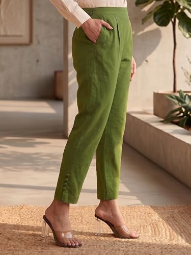 Image of Yash Gallery Women's Regular Fit Mid Rise Solid Lycra Trouser Regular Pants