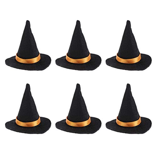 PRETYZOOM Halloween Mini Felt Witch Hats Wine Bottle Covers Mini Witch Cap Wine Bottle Topper Ornament for Bar Halloween Christmas Party Tableware Favor 6pcs