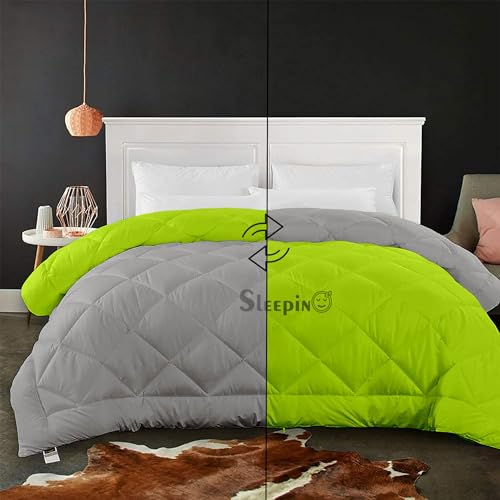 Image of 600 GSM Heavy Winter King Size Comforter | Microfiber, Breathable, Reversible,Soft, Lightweight & Machine Washable Comforter for King Size 92x106 Inch - GreenSilver