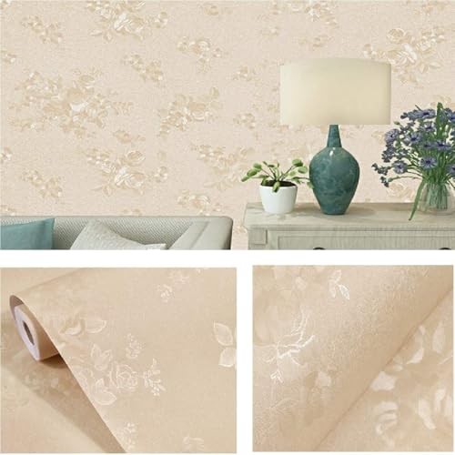 Image of ELTON DIY Self Adhesive Rose Textured Wall Paper Wall Decal for Living Room Bed Room Interior Exterior Easily Removable Furniture Make Over Beige (45 x 600 Cms, Beige Rose, el2002)
