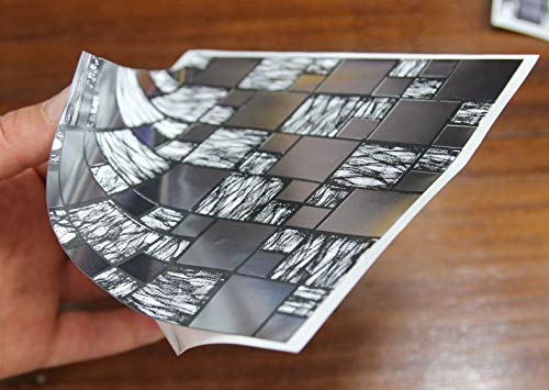 48 Bathroom Black Silver Chrome Tile Stickers Transfers for Kitchen 6x6 inch 15x15cm Wall Tiles Flat 2D Printed Vinyl Tile Transfers Kitchen Silver Chrome