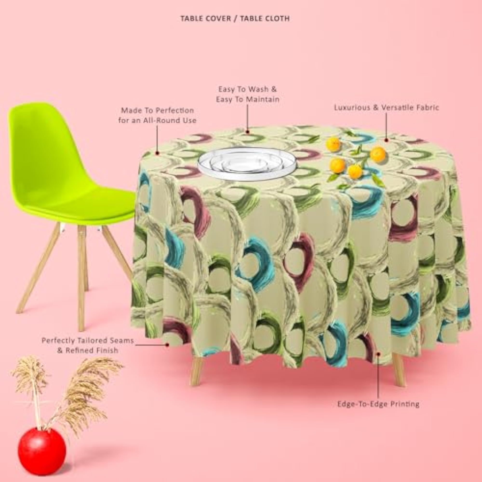 Fluffy Circles D1 Table Cloth Cover for Dining