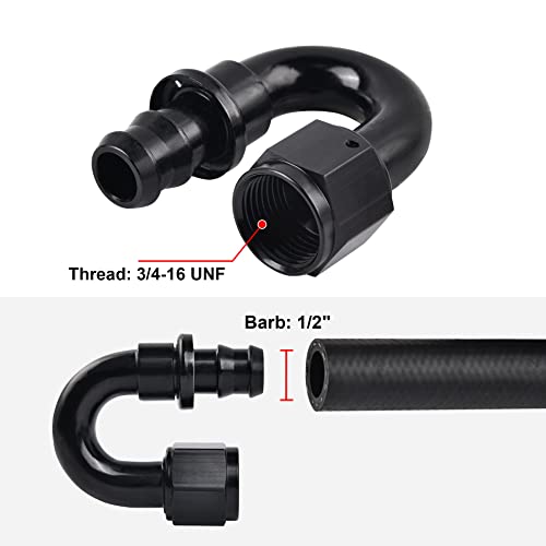 Image of EVIL ENERGY 8AN 180 Degree Push Lock Hose Fitting End Black