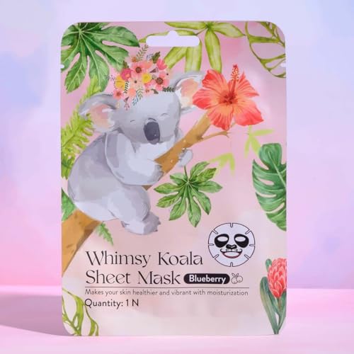 Image of Whimsy Beauty Koala Kids Facial Sheet Mask | Hydrating Face Mask with Glow Boosting Serum | Gentle Skin Care Sheet Mask for Girls | 4 to 16 Years | Organic, Natural, Chemical Free | 20 gram