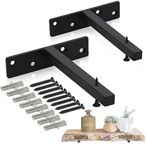 ChasBete Regalwinkel Schwarz Regalträger, Schwebende Regalhalterung für Wandregale, 15cm Schwerlastkonsole, 2er set Cover