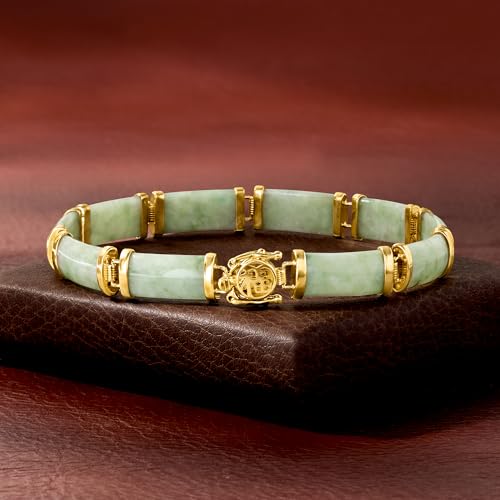 Ross-Simons Jade Good Fortune Bracelet in 18kt Gold Over Sterling4
