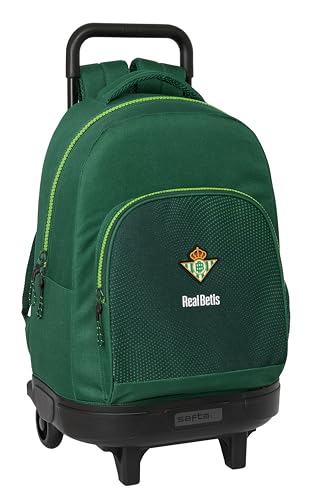 Safta Real Betis BALOMPIÉ   Mochila Grande con Ruedas, Compacta, Extraíble, Ideal para Niños de Diferentes Edades, Cómoda y Versátil, Calidad y Resistencia, 33x22x45 cm, Color Verde