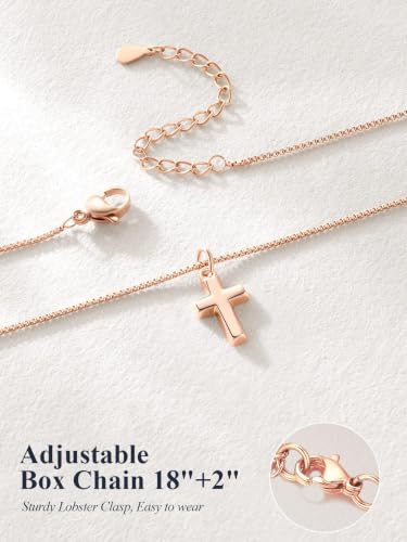 Image of U7 Cross Necklace for Women Small,Dainty Rose Gold Small Cross Pendant Necklace Non Tarnish Christian Necklaces Religious Jewelry Gift for Her