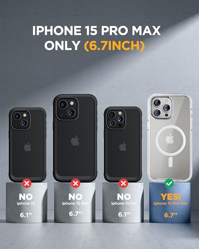 Image of Miracase Magnetic for iPhone 15 Pro Max Case 6.7'' [Compatible with Magsafe] Full-Body Drop Proof Bumper Phone Case for iPhone 15 Pro Max with Built-in 9H Tempered Glass Screen Protector,Clear