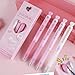 MOZXIRZ 4 Pcs Erasable Gel Ink Pens Cute Retractable Pens Aesthetic Pink Heart Pen 0.5mm Black Ink Erasable Pen for Women Girls Boys Men Office School Supplies (Black Ink)
